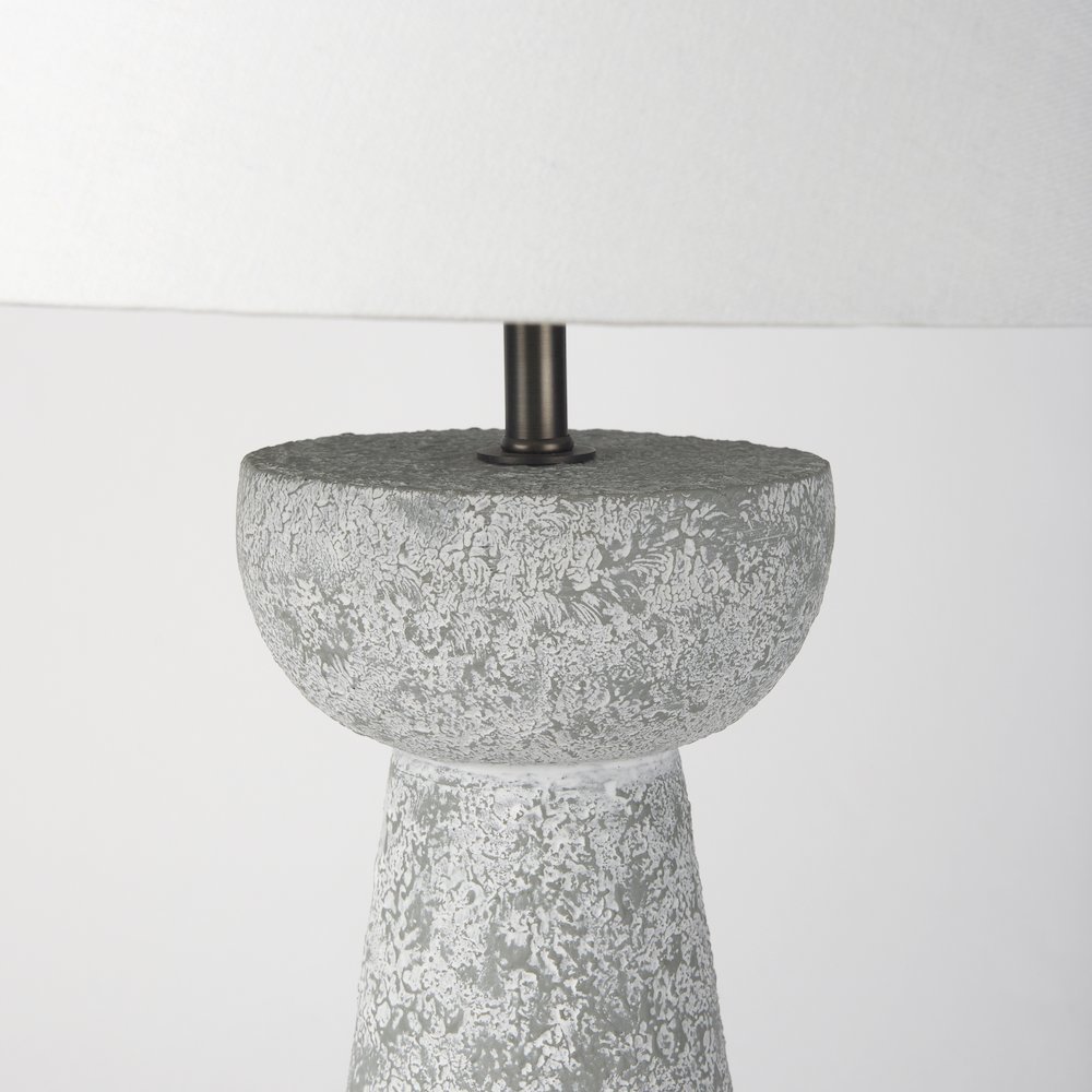 Julia 16.0L x 16.0W x 27.0H Gray Antique Painted Cement Table Lamp. Picture 5