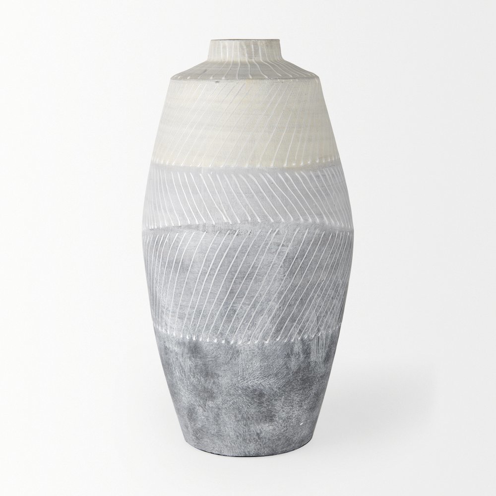 Blume 16.5H Off-White w/ Gray Textured Vase. Picture 2