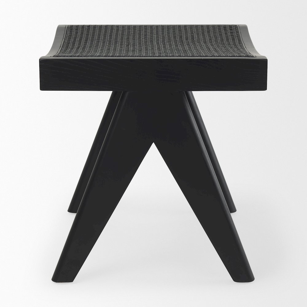 Arvin 21.7L x 17.7W x 18.1H Black Wooden Stool. Picture 2