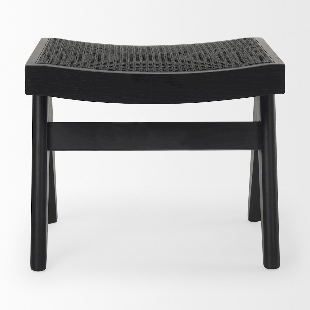 Arvin 21.7L x 17.7W x 18.1H Black Wooden Stool. Picture 3