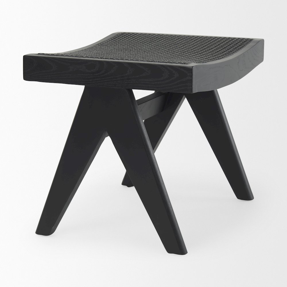 Arvin 21.7L x 17.7W x 18.1H Black Wooden Stool. Picture 4