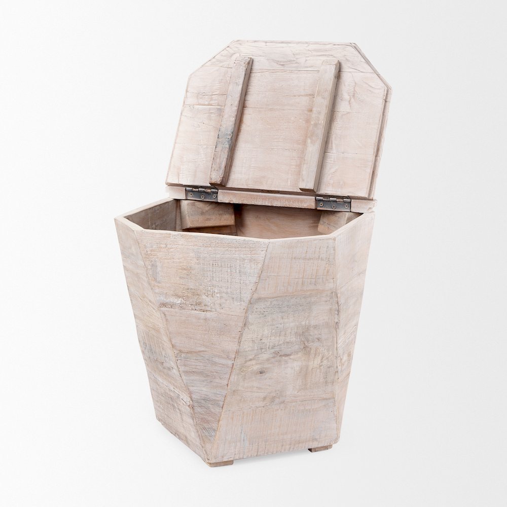 Esagono Octagonal Reclaimed Wood End/Side Table w/ Storage. Picture 4