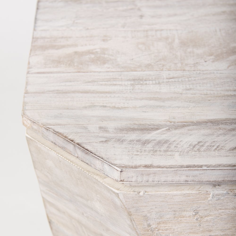 Esagono Octagonal Reclaimed Wood End/Side Table w/ Storage. Picture 5