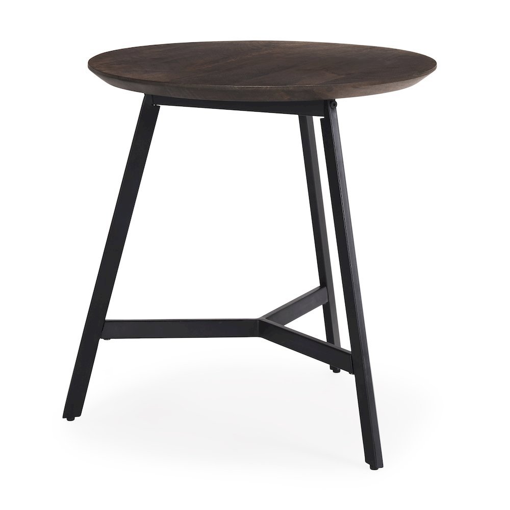 Todd Dark Brown Wood W/ Metal Legs Side Table. Picture 1