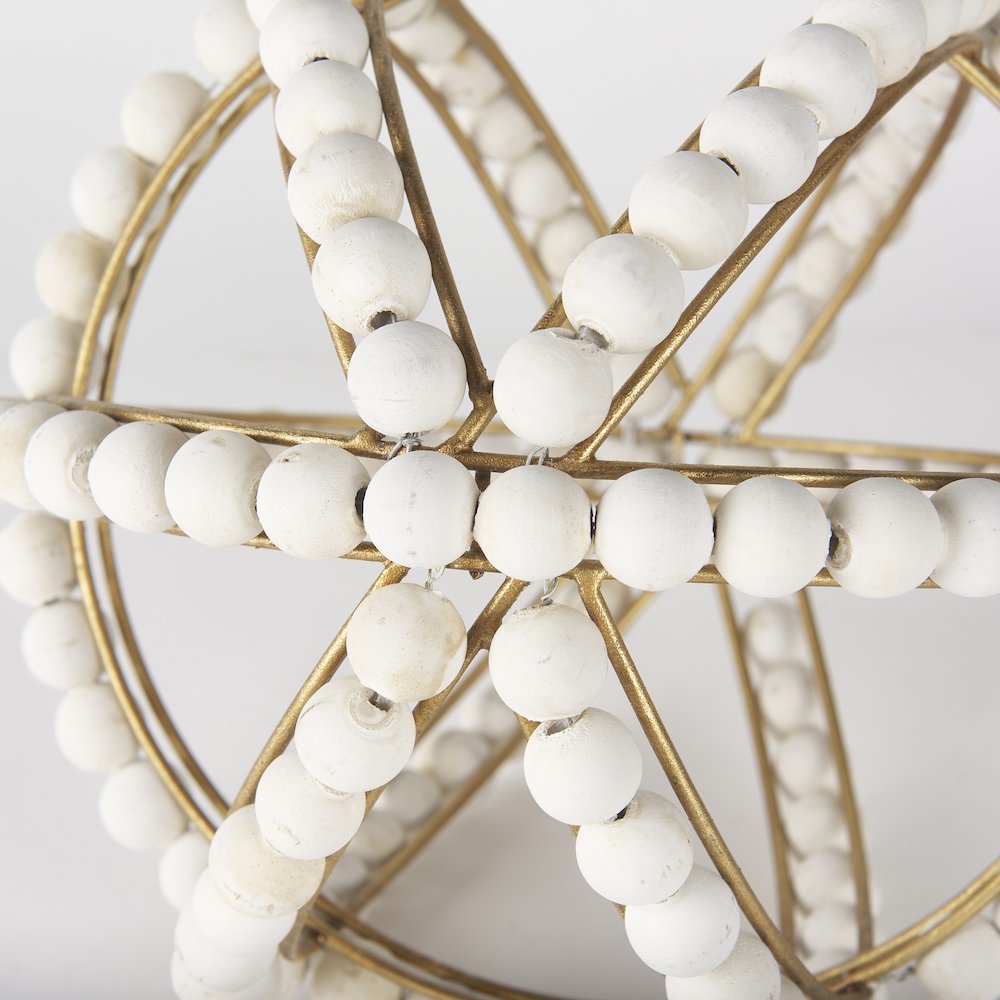 Espanlade II Large 11L x 11W White Wooden Beaded Orb. Picture 4