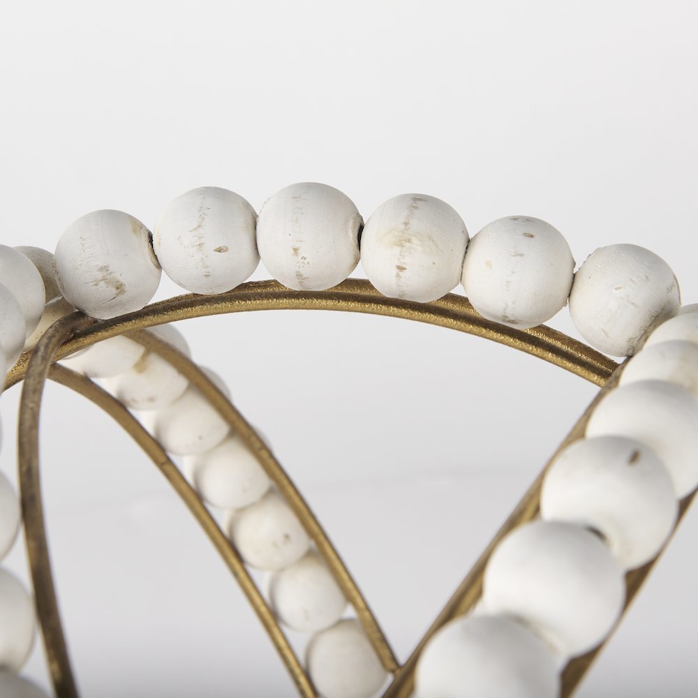 Espanlade II Large 11L x 11W White Wooden Beaded Orb. Picture 5