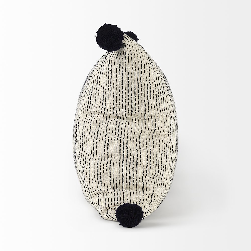 Krystal 18 x 18 Cream/Black Pom Pom Decorative Pillow Cover. Picture 2