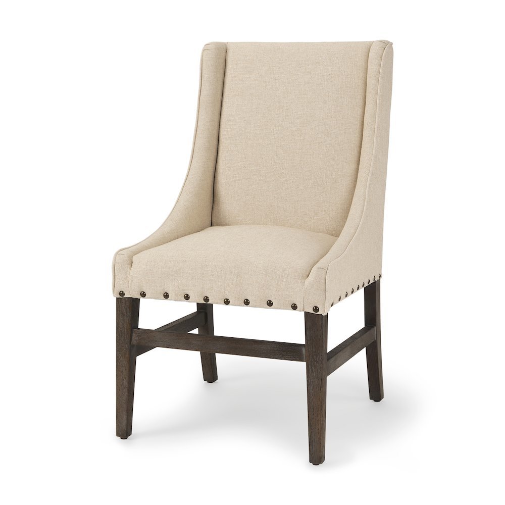 Kensington I  Cream Fabric and Solid Wood Dining Chair. Picture 1
