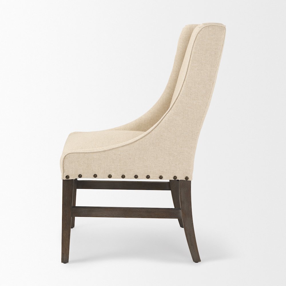 Kensington I  Cream Fabric and Solid Wood Dining Chair. Picture 2