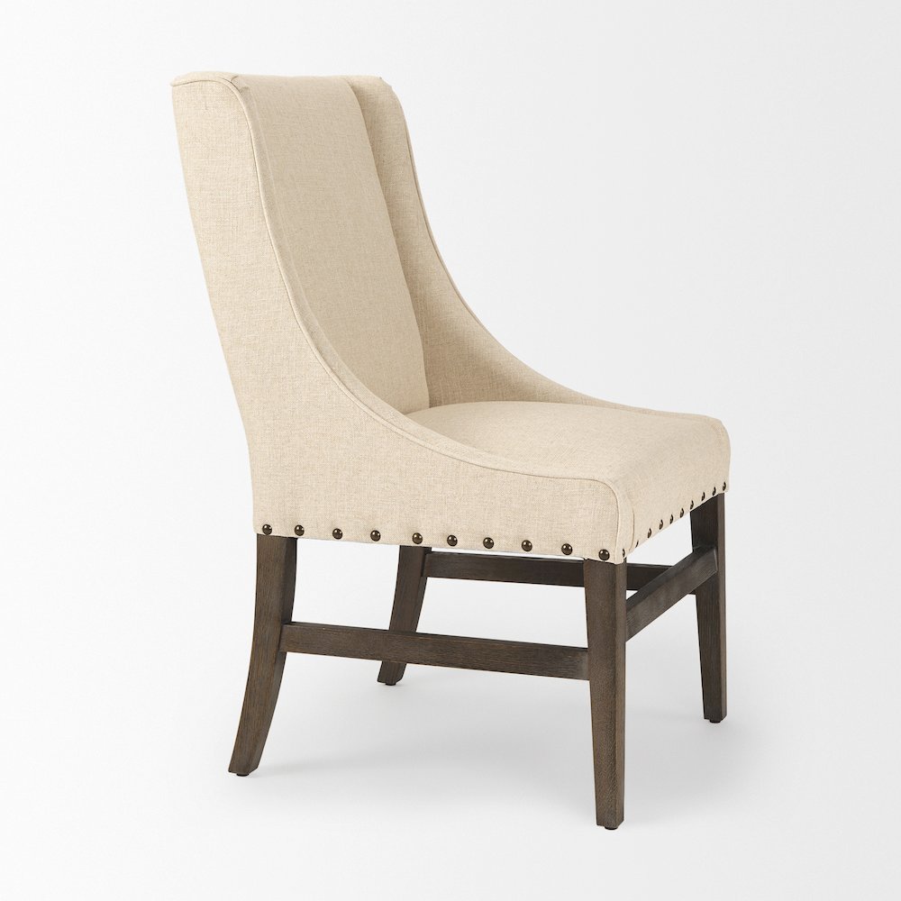 Kensington I  Cream Fabric and Solid Wood Dining Chair. Picture 5