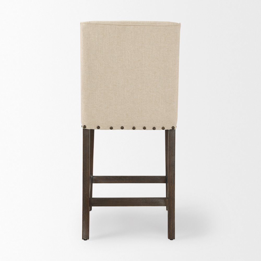 Kensington Cream Fabric Seat Brown Wood Frame Counter Stool. Picture 3