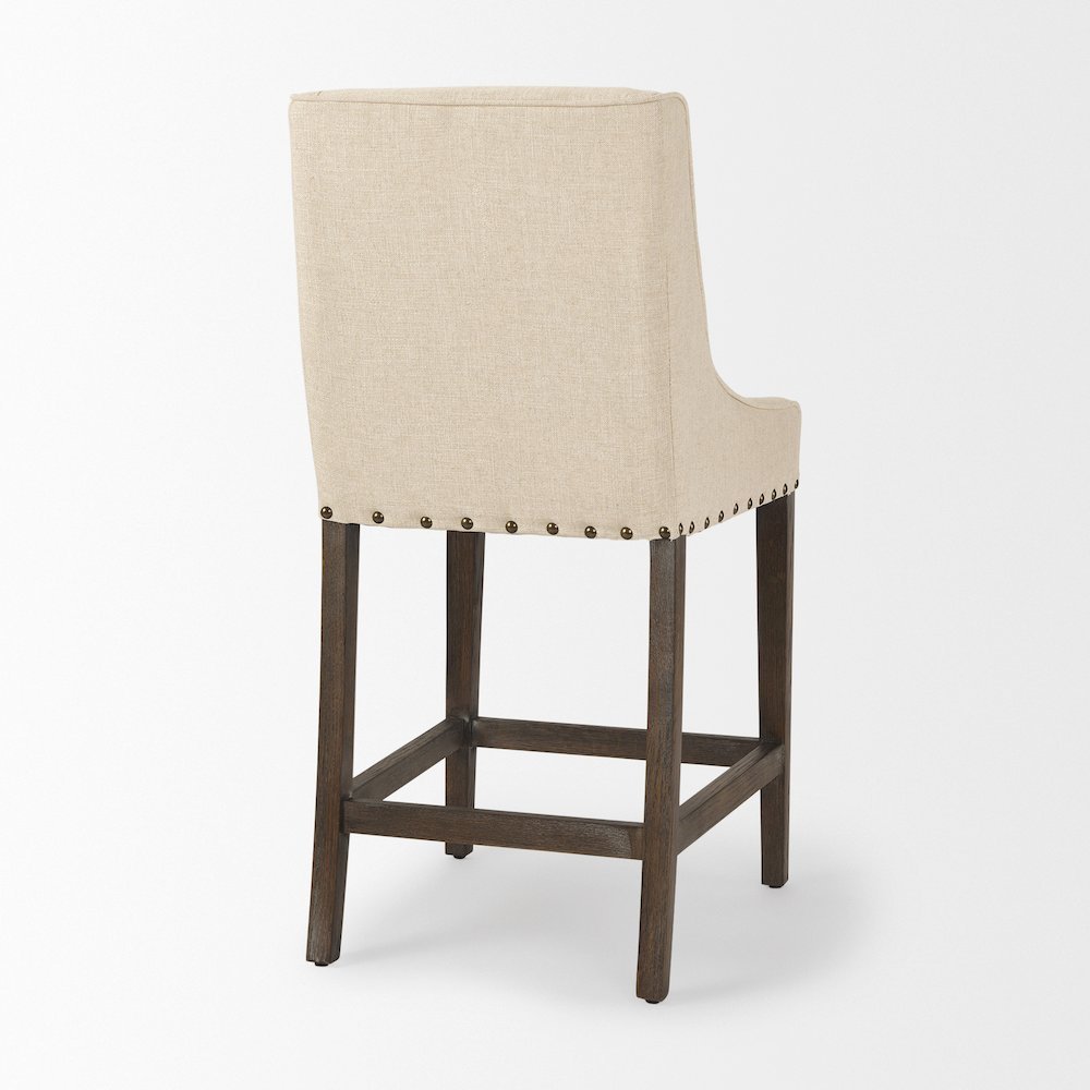 Kensington Cream Fabric Seat Brown Wood Frame Counter Stool. Picture 4