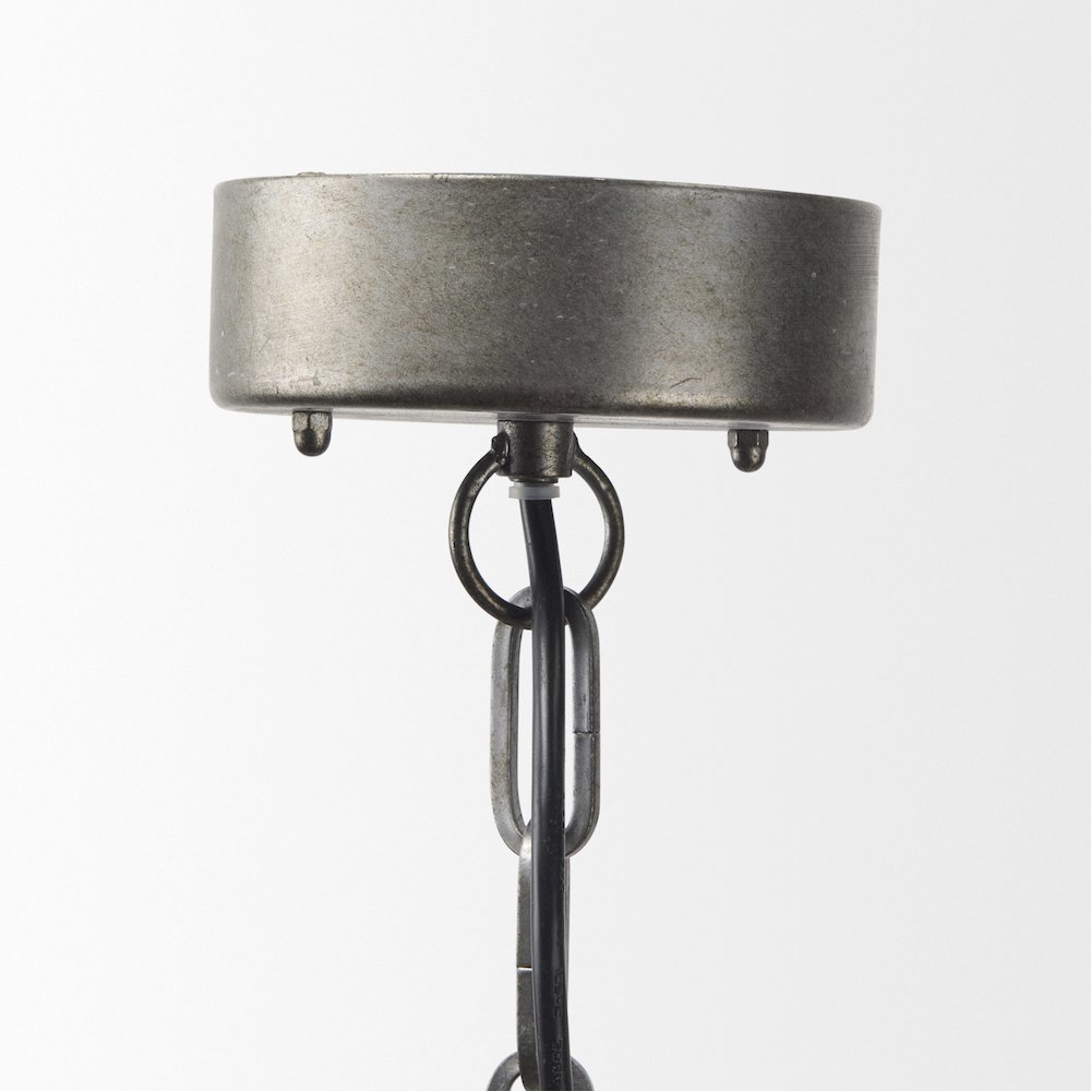 Selma White Wood Bead and Metal Chandelier. Picture 2