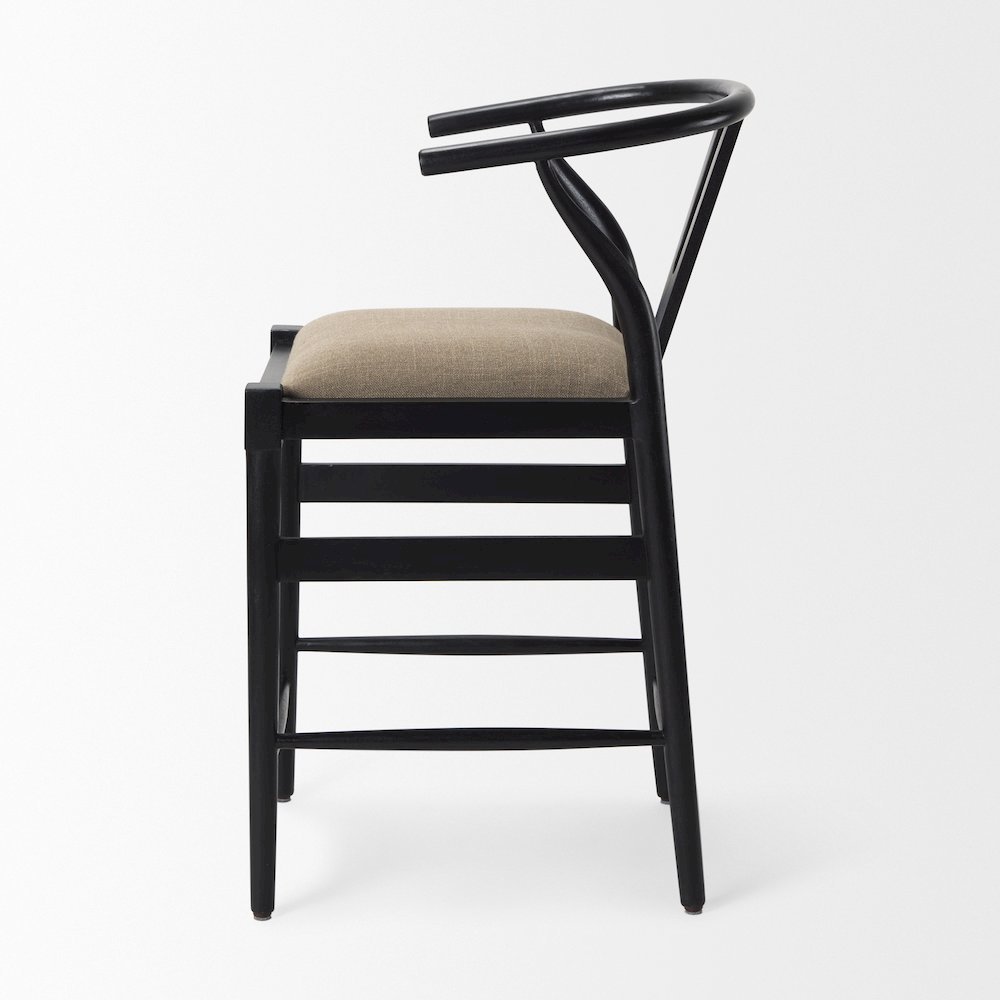 Trixie Black Wood Frame w/ Gray Upholstered Seat Counter Stool. Picture 3
