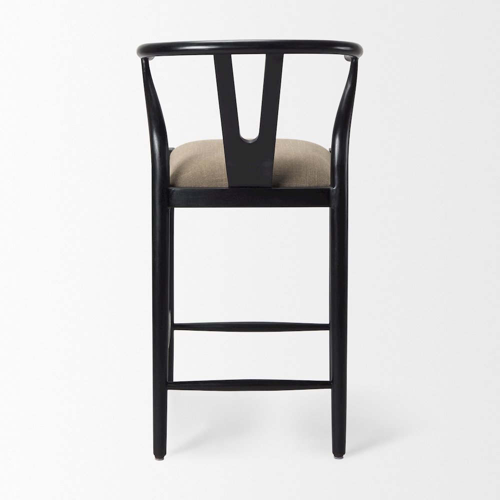 Trixie Black Wood Frame w/ Gray Upholstered Seat Counter Stool. Picture 4