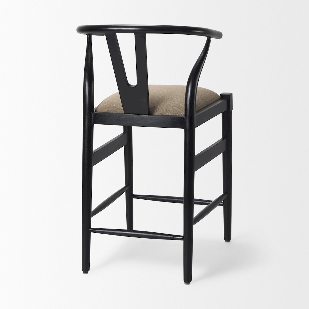 Trixie Black Wood Frame w/ Gray Upholstered Seat Counter Stool. Picture 5