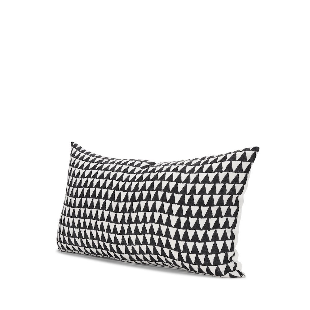 Jolie Cream w/ Black Print Linen Lumbar Decorative Pillow Cover. Picture 1