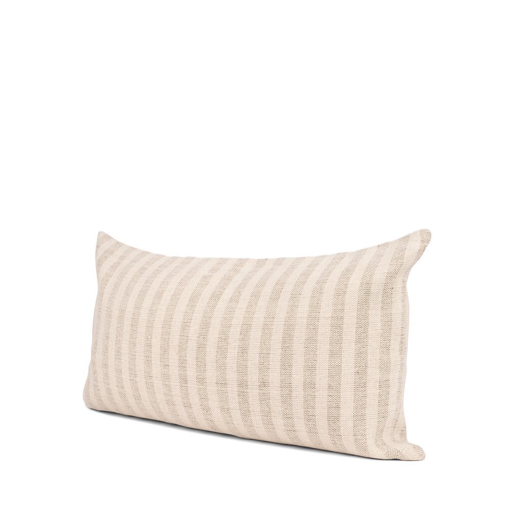 Jace Cream w/ Beige Stripe Lumbar Decorative Pillow Cover. Picture 1