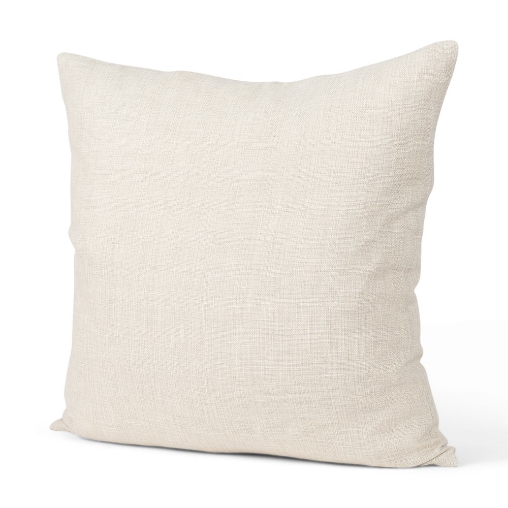 Jacklyn Cream Linen Square Decorative Pillow Cover. Picture 1