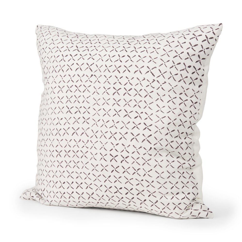 Jayden Cream w/ Merlot Print Linen Square Decorative Pillow Cover. Picture 1