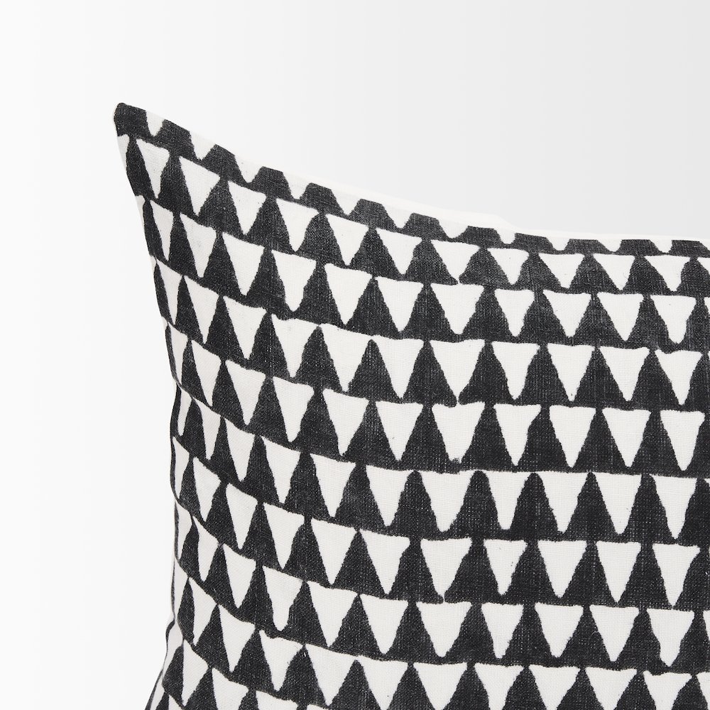 Jolie Cream w/ Black Print Linen Lumbar Decorative Pillow Cover. Picture 4