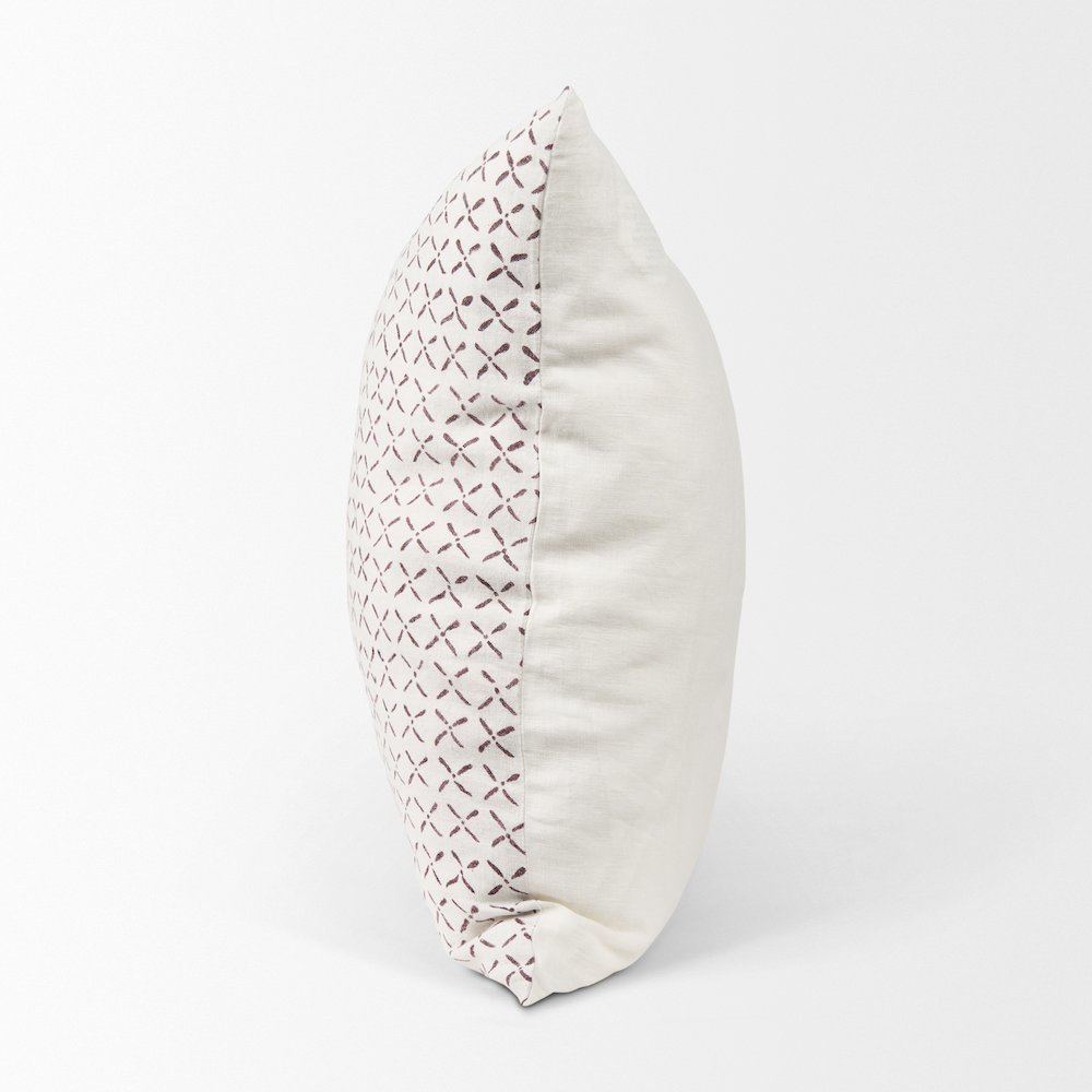 Jayden Cream w/ Merlot Print Linen Square Decorative Pillow Cover. Picture 2