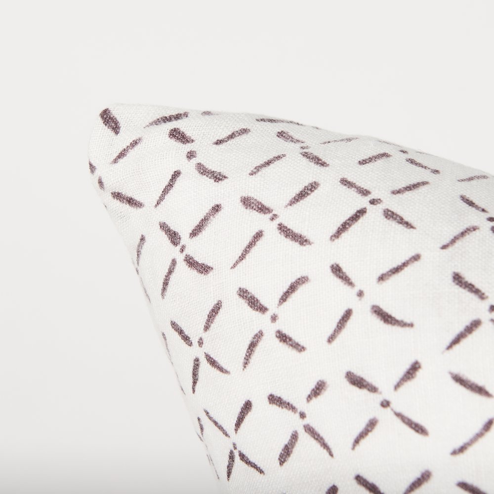 Jayden Cream w/ Merlot Print Linen Square Decorative Pillow Cover. Picture 4