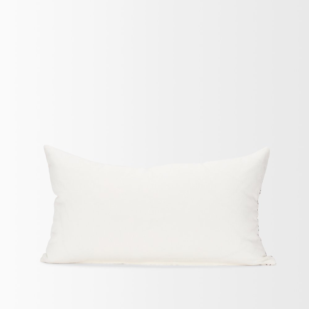 Jayden Cream w/ Merlot Print Linen Lumbar Decorative Pillow Cover. Picture 3