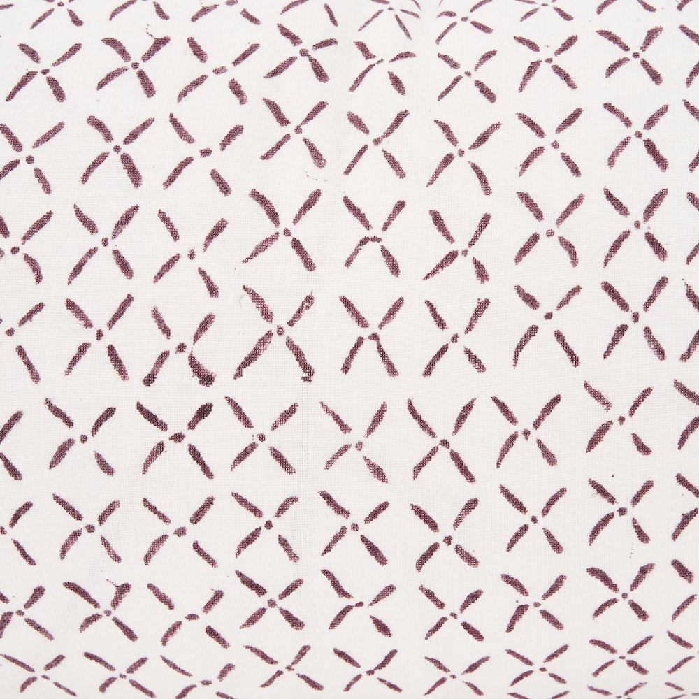 Jayden Cream w/ Merlot Print Linen Lumbar Decorative Pillow Cover. Picture 5