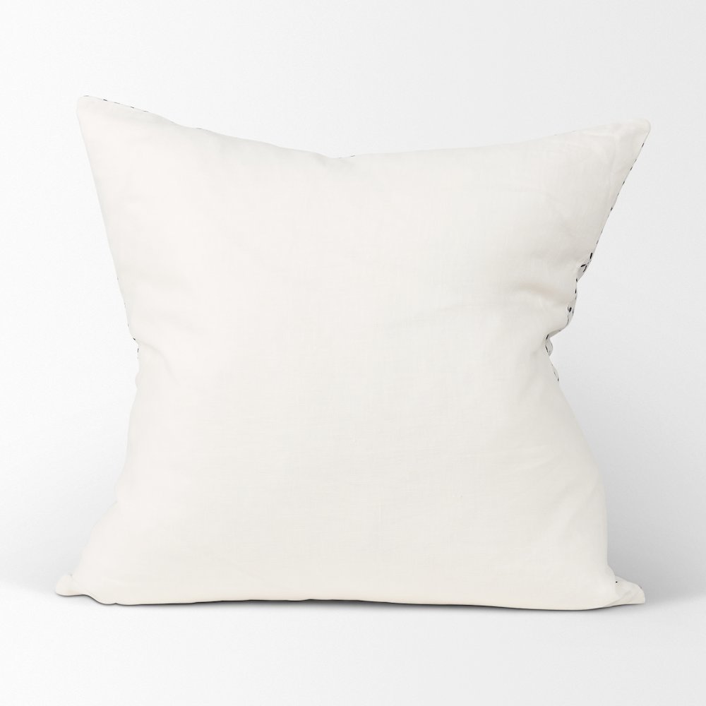 Jayden Cream w/ Black Print Linen Square Decorative Pillow Cover. Picture 4