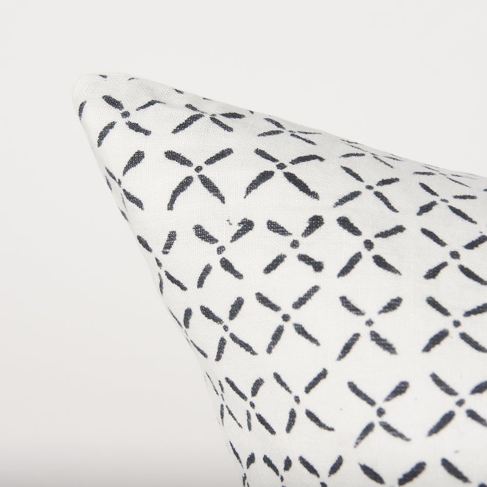 Jayden Cream w/ Black Print Linen Square Decorative Pillow Cover. Picture 5