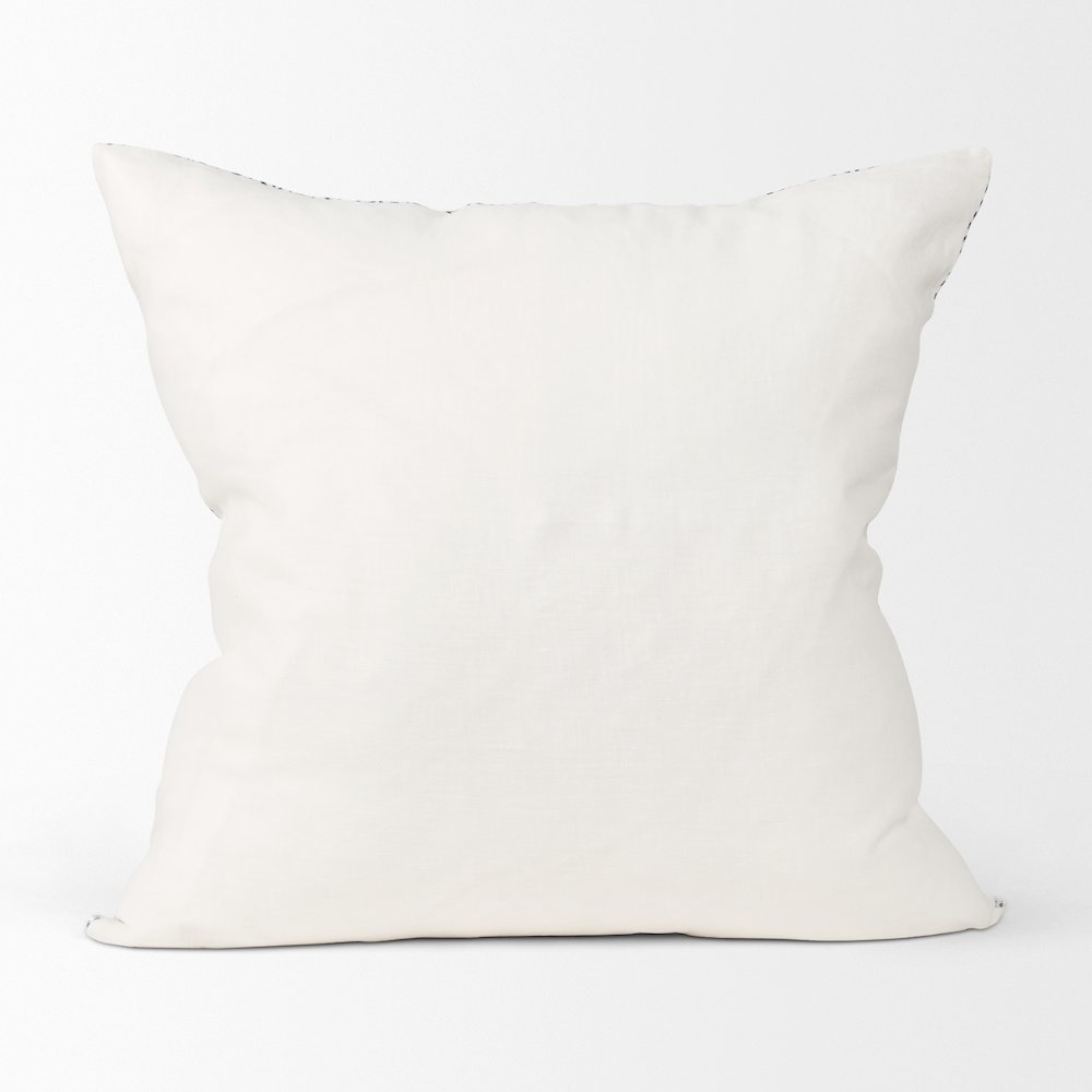 Jennelle Cream w/ Indigo Print Linen Square Decorative Pillow Cover. Picture 3