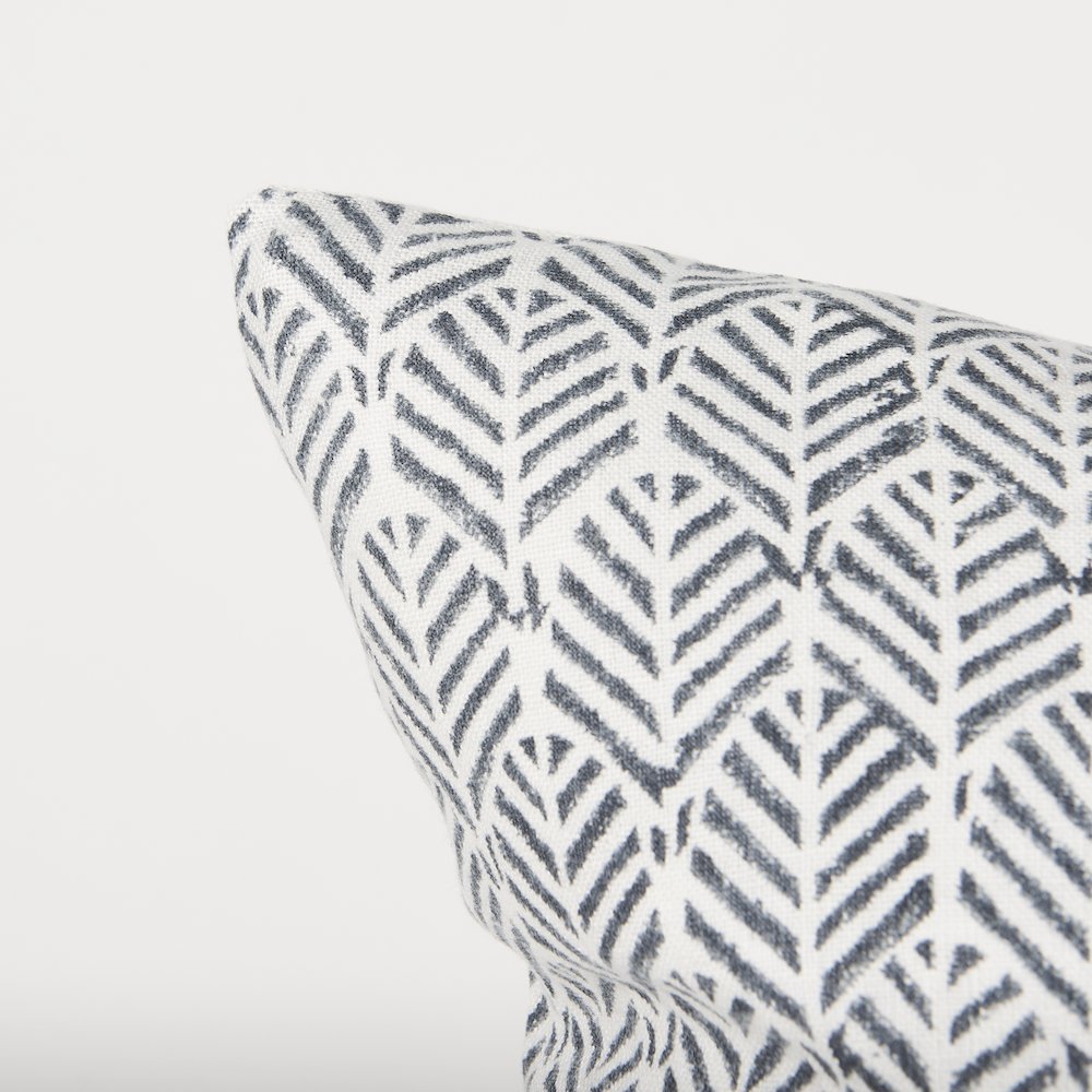 Jennelle Cream w/ Indigo Print Linen Square Decorative Pillow Cover. Picture 4