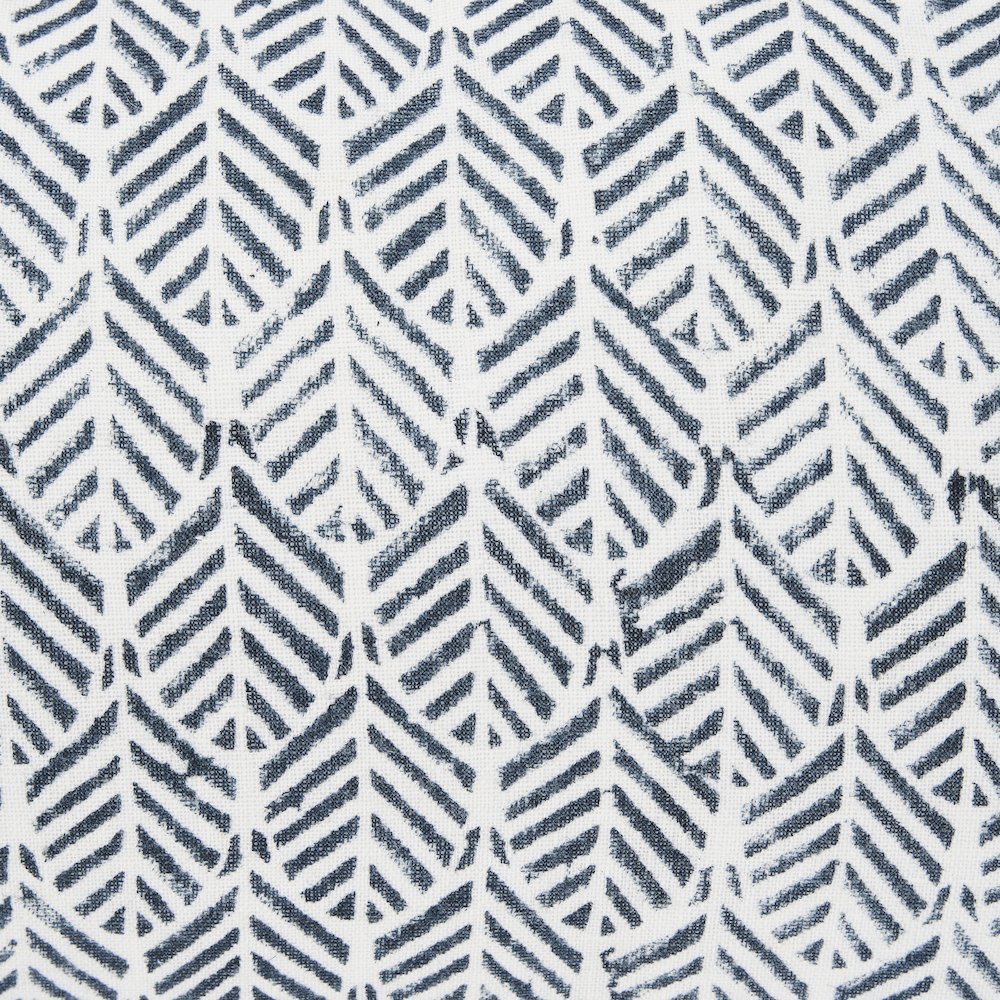 Janelle Cream w/ Indigo Print Linen Lumbar Decorative Pillow Cover. Picture 5