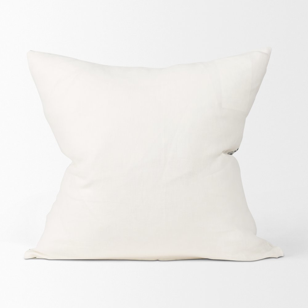 Jenna Cream w/ Black Print Linen Square Decorative Pillow Cover. Picture 4