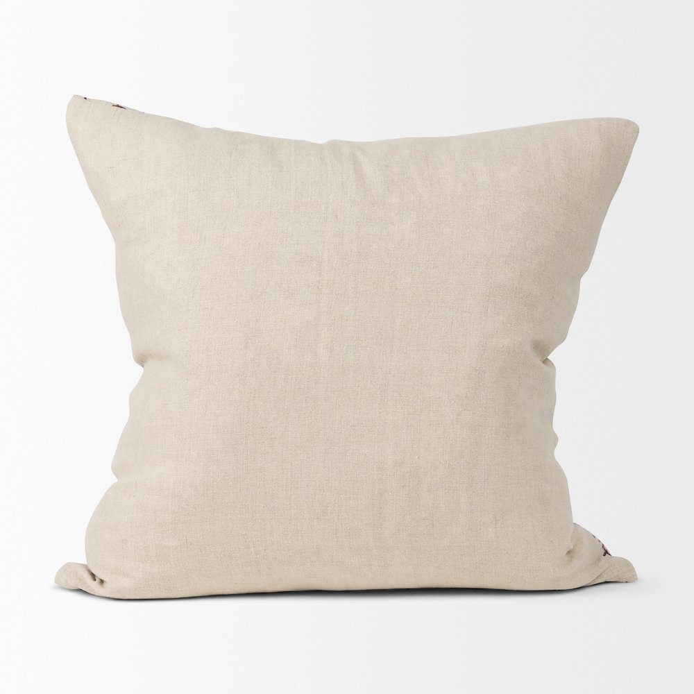 Jenna Beige w/ Merlot Print Linen Square Decorative Pillow Cover. Picture 3