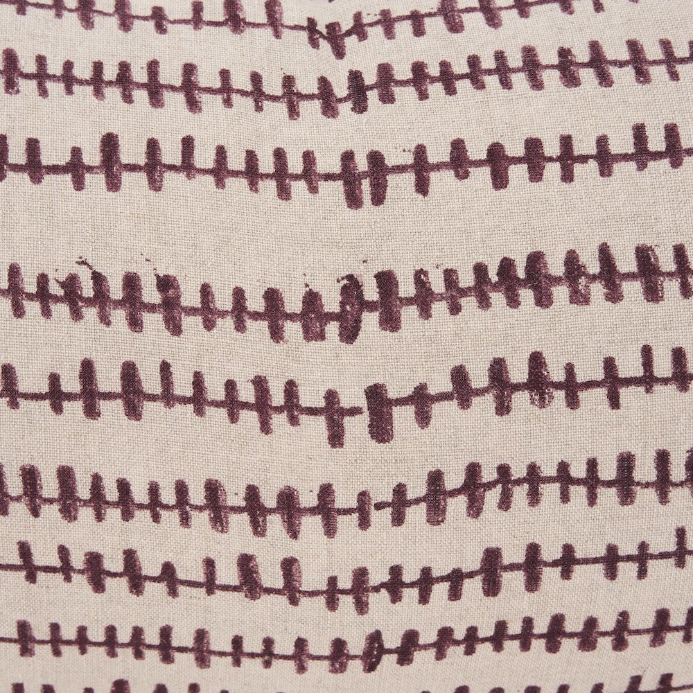 Jenna Beige w/ Merlot Print Linen Lumbar Decorative Pillow Cover. Picture 5