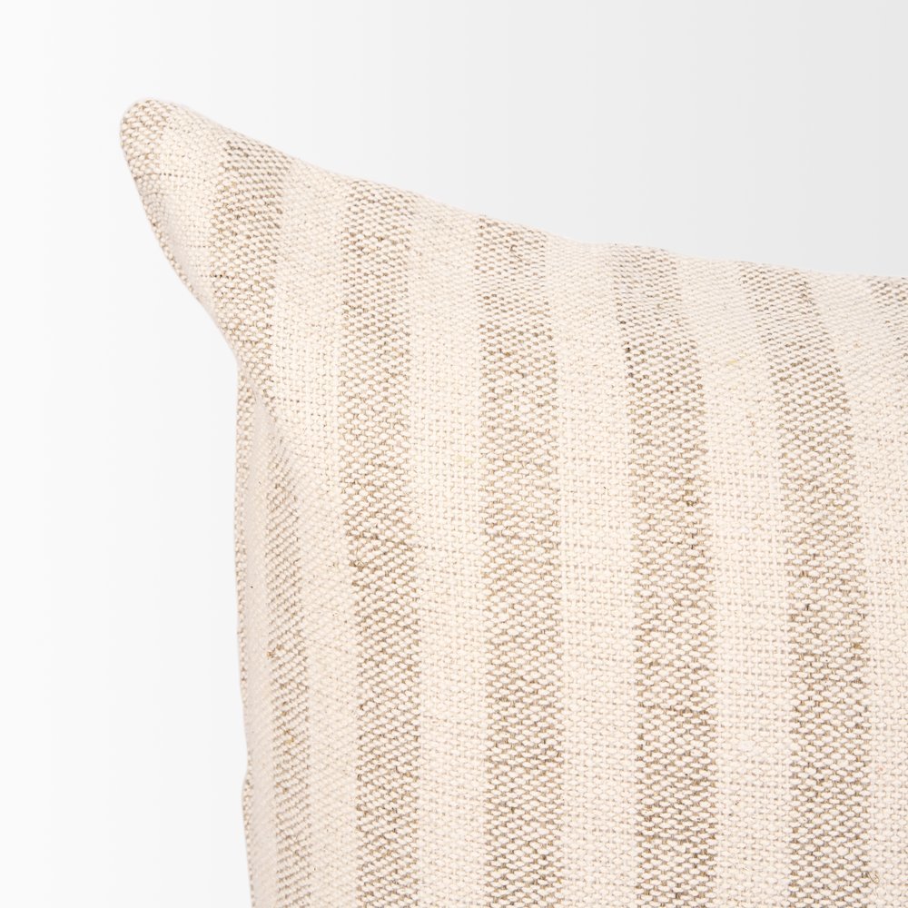 Jace Cream w/ Beige Stripe Lumbar Decorative Pillow Cover. Picture 5