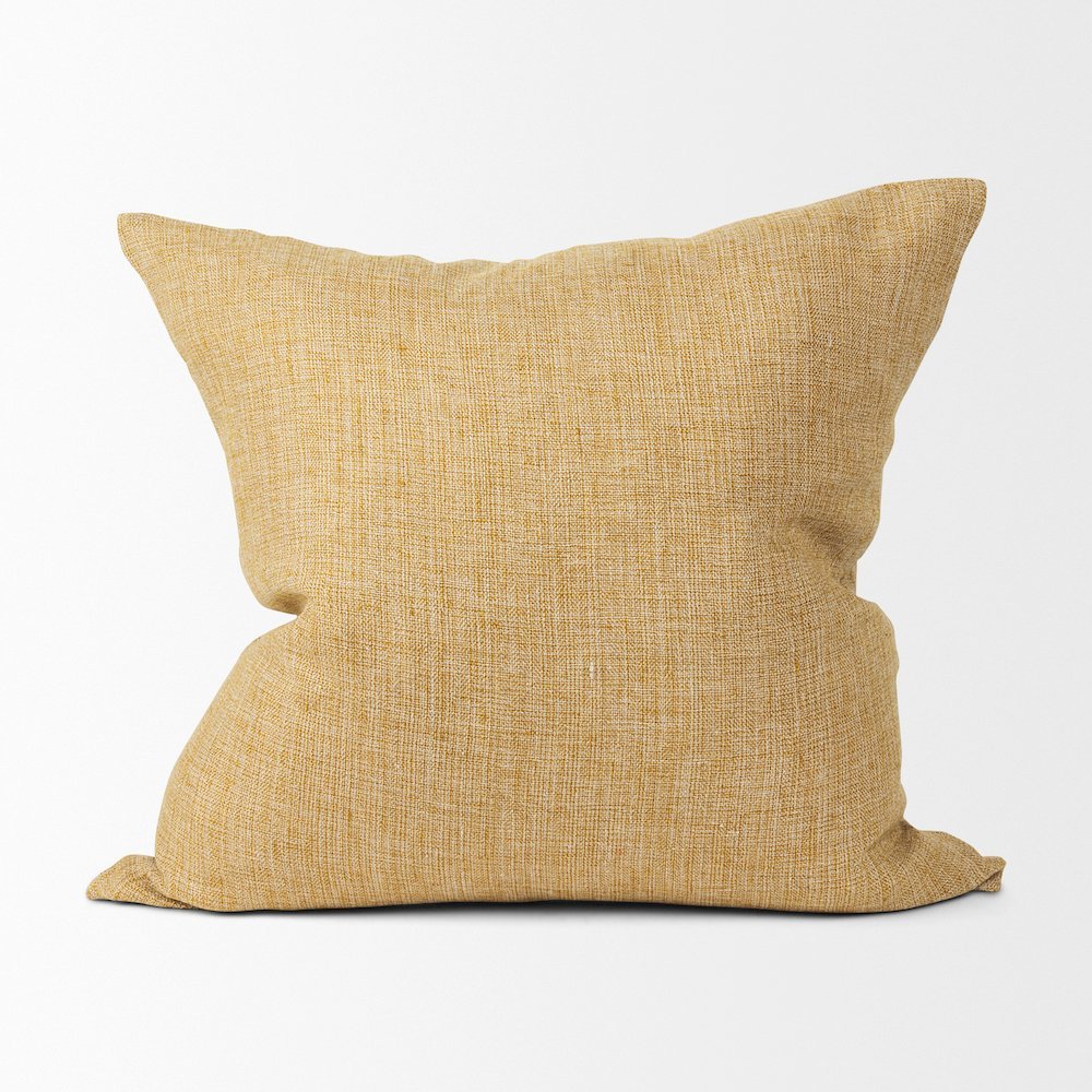 Jacklyn Mustard Linen Square Decorative Pillow Cover. Picture 4