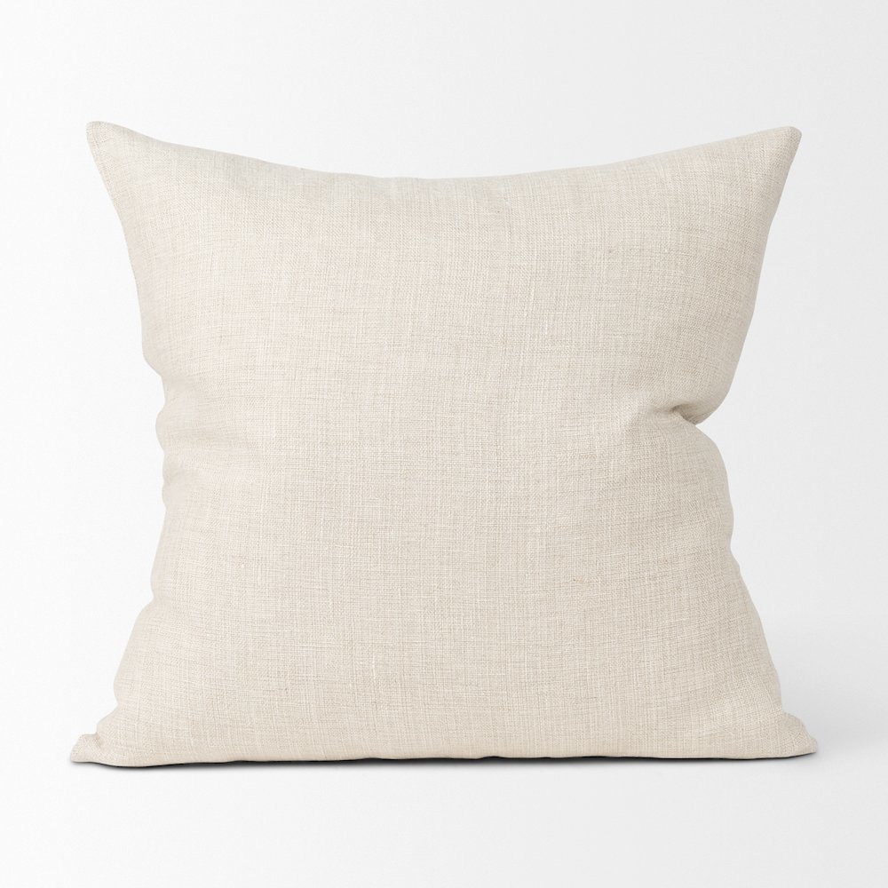 Jacklyn Cream Linen Square Decorative Pillow Cover. Picture 4