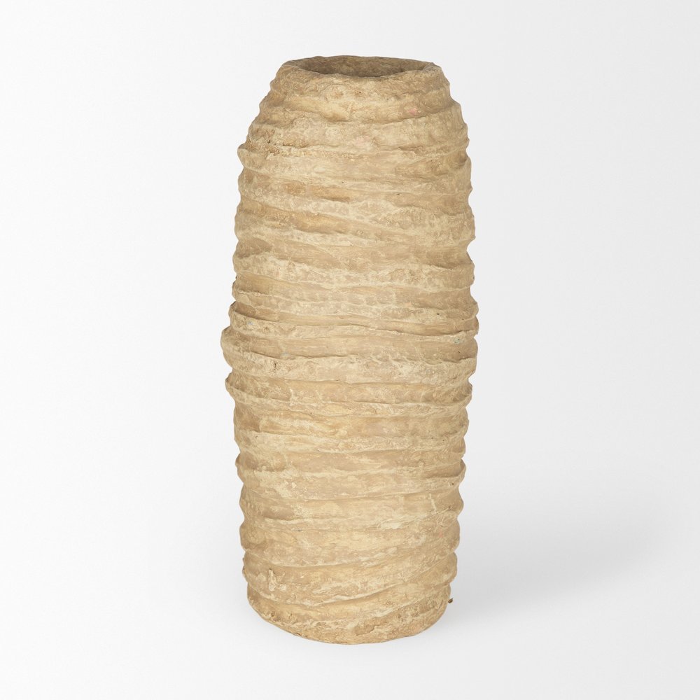 Kamli Large Beige Paper Mache Vase. Picture 2