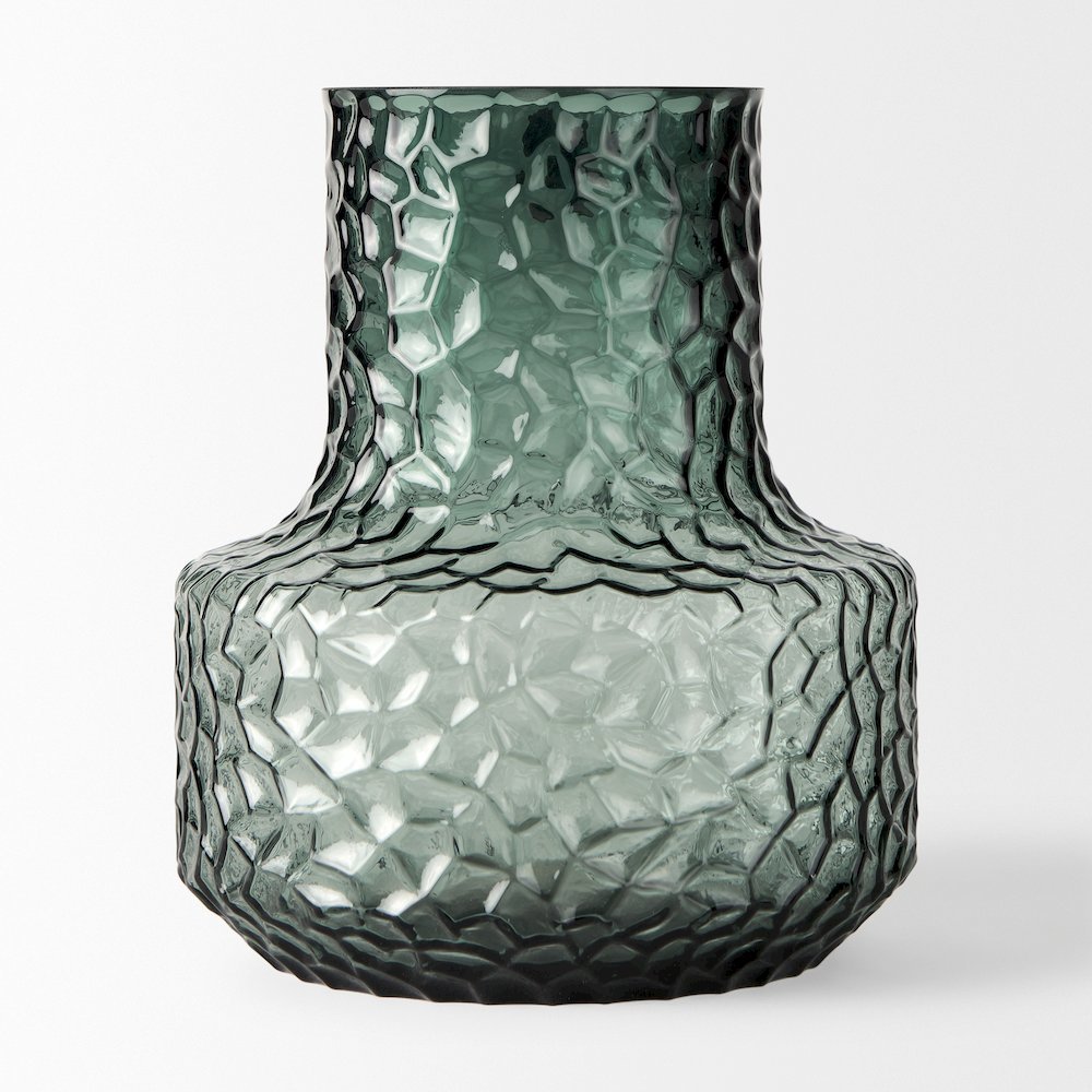 Jolene Short Green Glass Vase. Picture 3