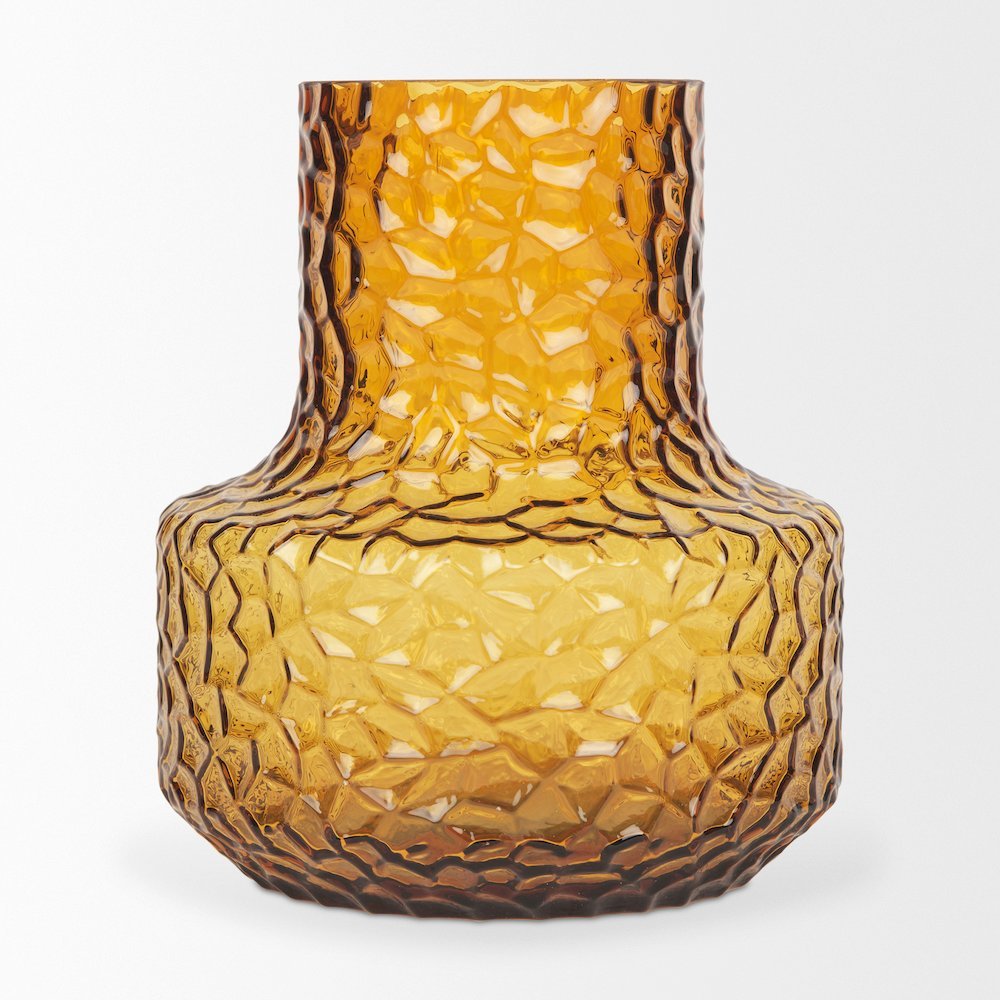 Jolene Short Amber Glass Vase. Picture 3