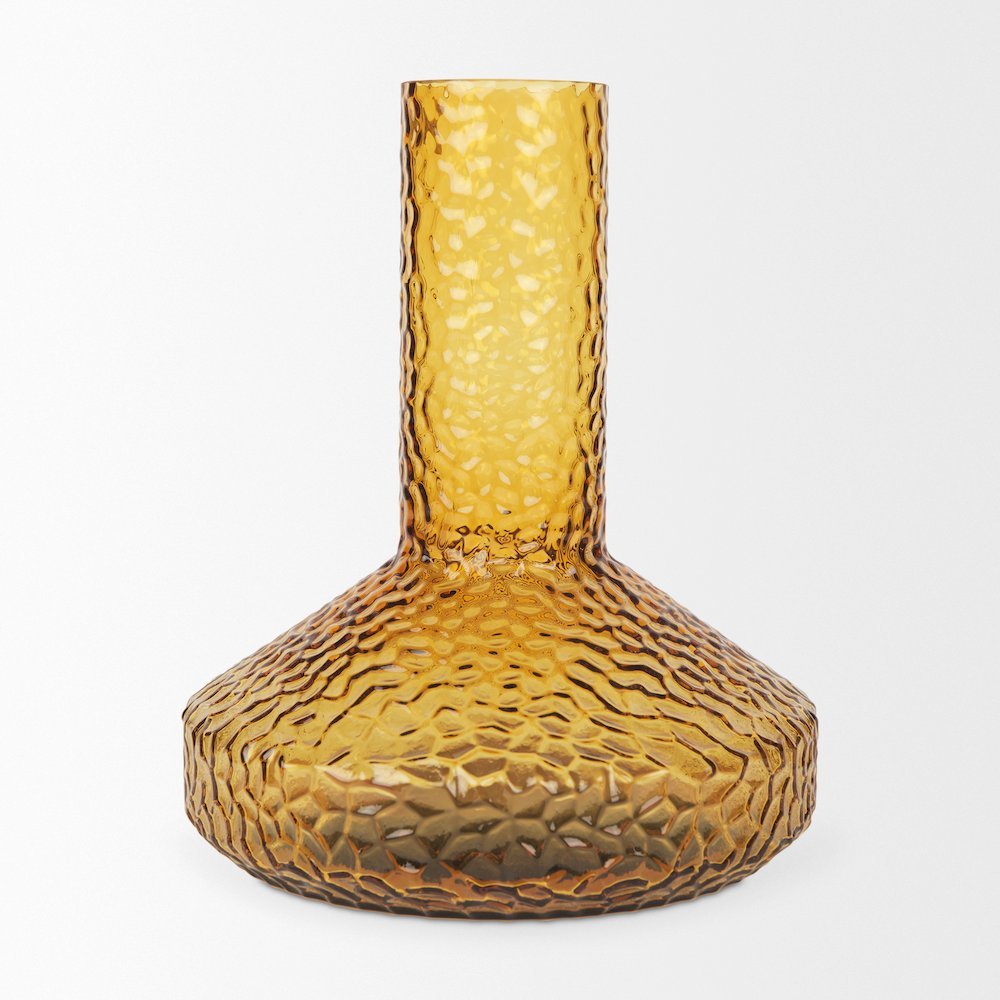 Jolene Tall  Amber Glass Vase. Picture 2