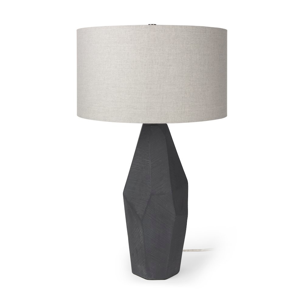 Piven Black w/ Gray Wash Textured Ceramic Table Lamp. Picture 1