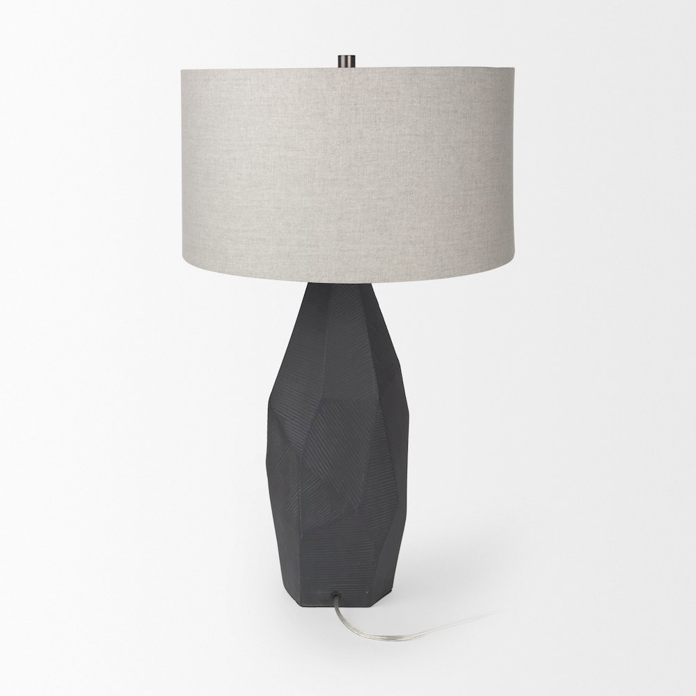 Piven Black w/ Gray Wash Textured Ceramic Table Lamp. Picture 3