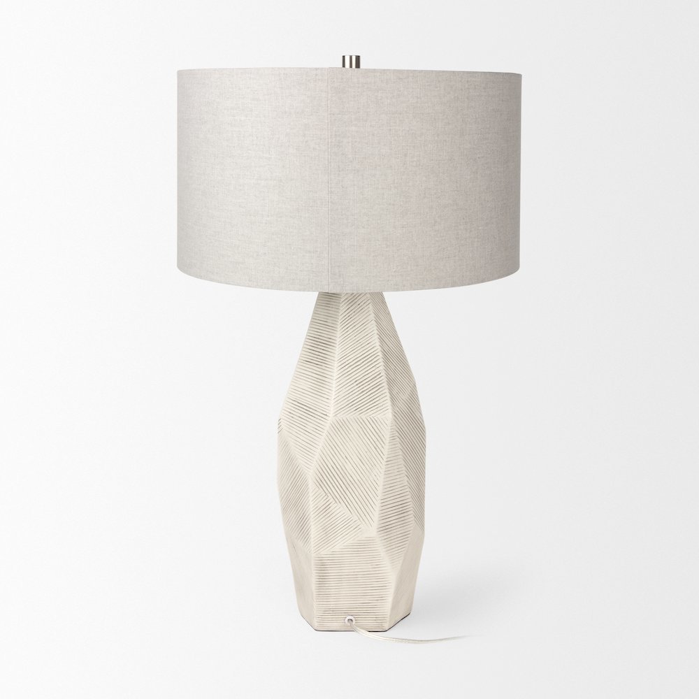 Piven White w/Antiqued Wash Textured Ceramic Table Lamp. Picture 3