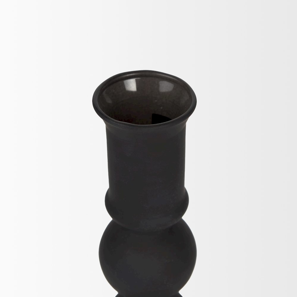 Haute Small Matte Black Blown Glass Candlestick. Picture 2