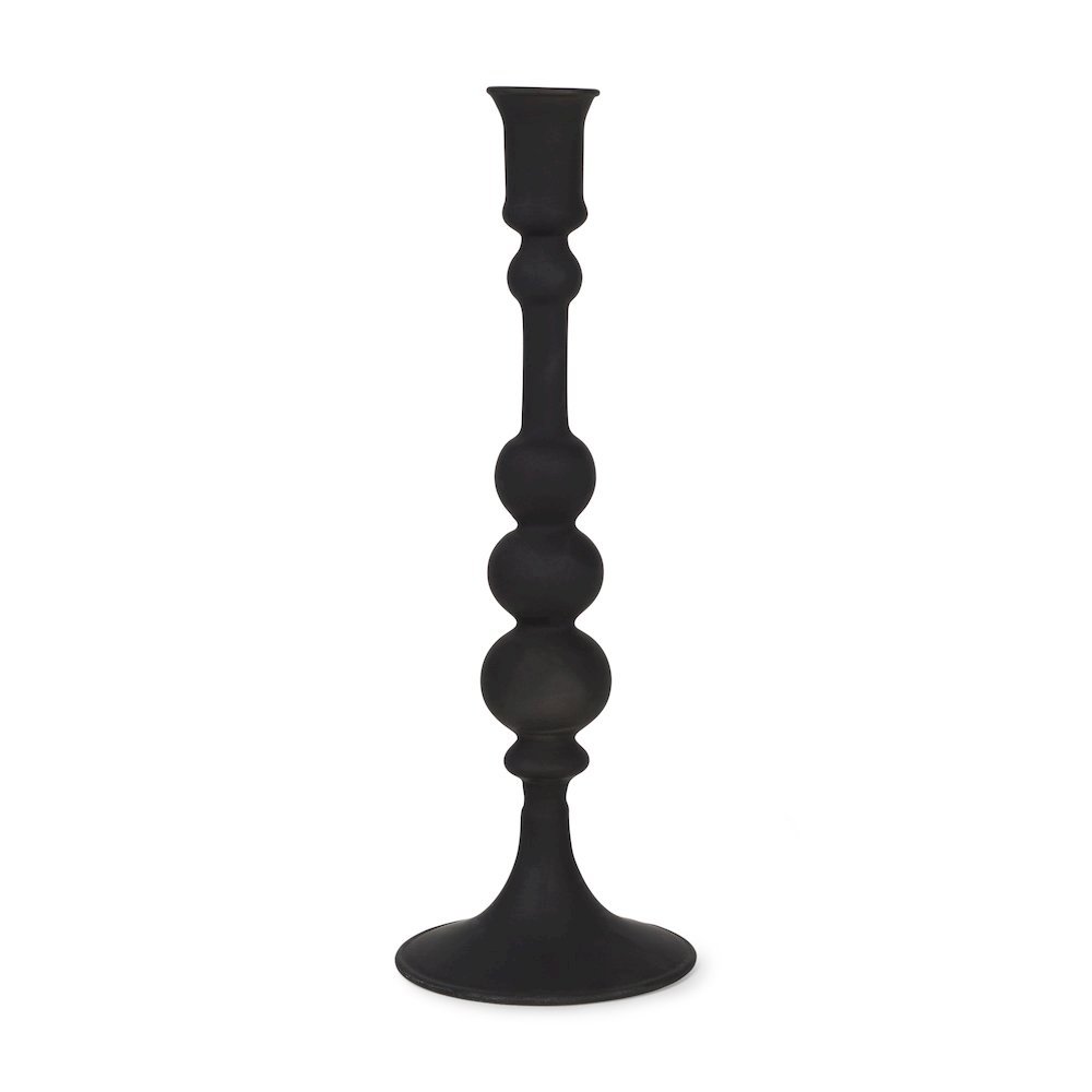 Haute Large Matte Black Blown Glass Candlestick. Picture 1