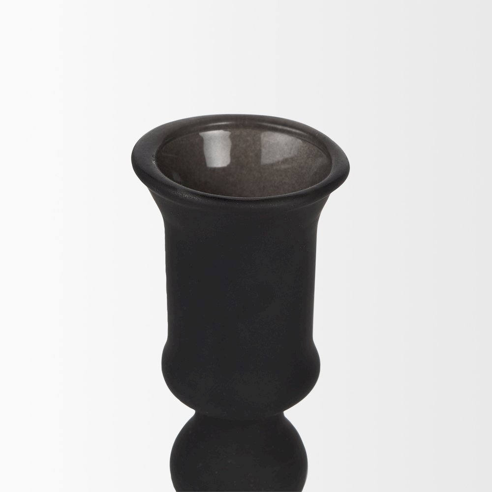 Haute Large Matte Black Blown Glass Candlestick. Picture 2